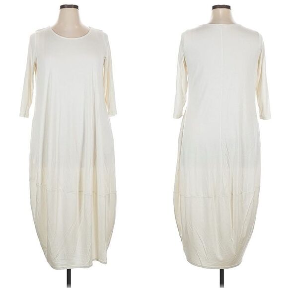 Love In Creme Linen Blend Oversized Midi Dress Sz S Lagonlook Minimalist Preppy - Picture 1 of 9